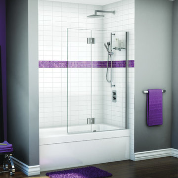 Shower and tub enclosures with matching acrylic bases