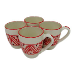 Le Souk Ceramique - Stoneware Tea Cup, Set of 4, Nejma Design - Teacups