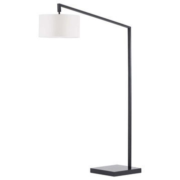 Stretch Chairside Arc Floor Lamp - 75", Matte Black, Step Switch, Marble Base