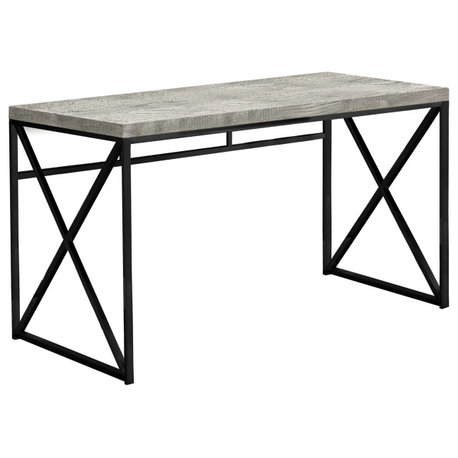 Computer Desk, Home Office, Laptop, Work, Metal, Laminate, Grey, Black