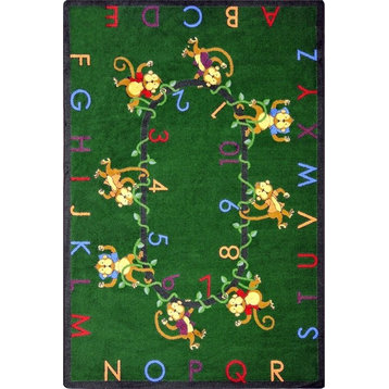 Joy Carpets Kid Essentials, Early Childhood Monkey Business Rug, 5'4"X7'8"