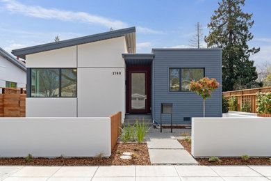 Inspiration for a small one-story exterior home remodel in San Francisco with a gray roof