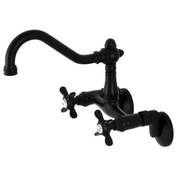 KS3220BEX 6" Adjustable Center Wall Mount Kitchen Faucet, Matte Black