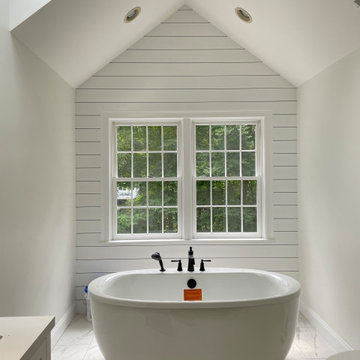 Durham Master Bathroom Freestanding Tub with Shiplap