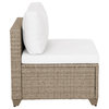 Maui Set of Two Outdoor Armless Sofas, Natural Aged Wicker, Linen White