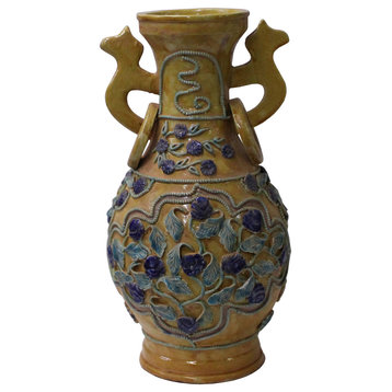 Handmade Ceramic Yellow Dimensional Flower Vase Jar Hcs4655