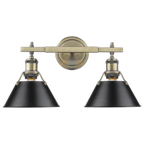 Golden Lighting 3306-BA2 AB-BLK Orwell 2 Light Bath Vanity