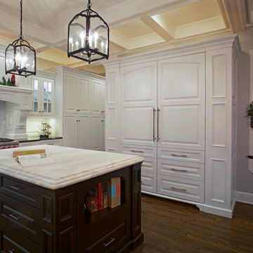 White perimeter with black island Halbrook kitchen remodel