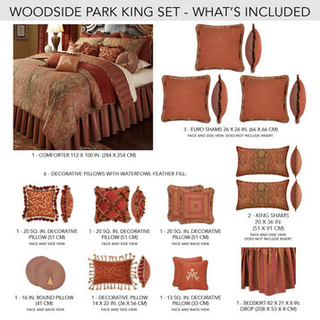 Woodside Park Comforter Set - Maroon, King, 13-Piece Set