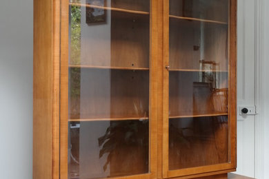 Superb Art Deco Walnut Glazed Display Cabinet  / Bookcase