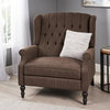 Salome Oversized Tufted Fabric Push Back Recliner, Brown and Dark Brown