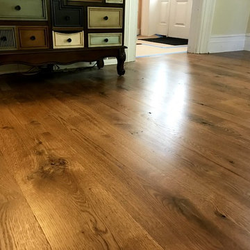 BLUE POINT: 8" COUNTRY GRADE WHITE OAK INSTALLED/FINISH GOLDEN OAK + TRAFFIC HD