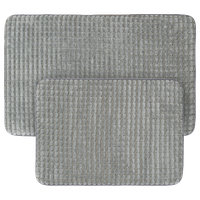 2-Piece Memory Foam Bath Mat Set, Woven Jacquard Fleece, Platinum