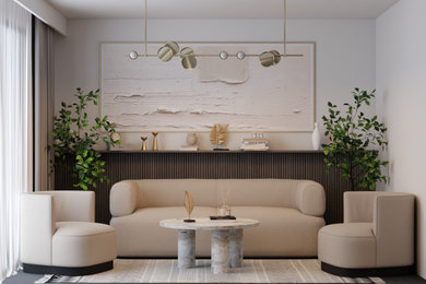 Modelo de salón contemporáneo de tamaño medio con paredes beige