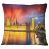 Sunset View of London Skyline Cityscape Photo Throw Pillow, 18"x18"