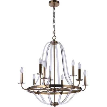 Graclyn 9 Light Chandelier, Satin Brass