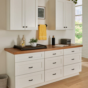 White, Solid, Real Wood, White Birch Laundry Room Cabinets