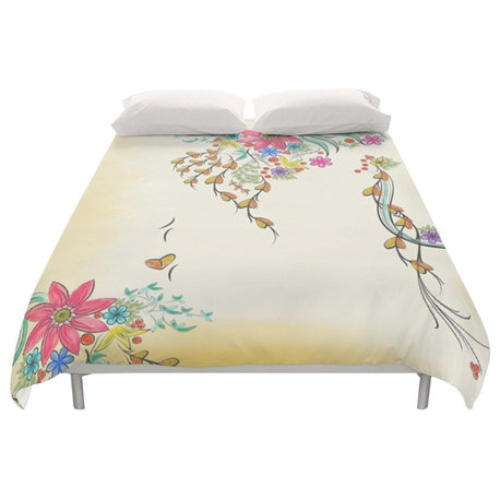 Shabby Chic Floral Duvet Cover, Queen