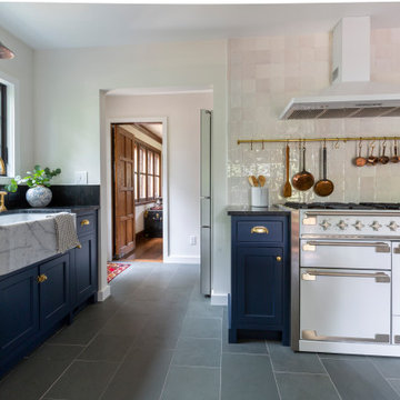 Blueberry Kitchen with White Appliance Accents