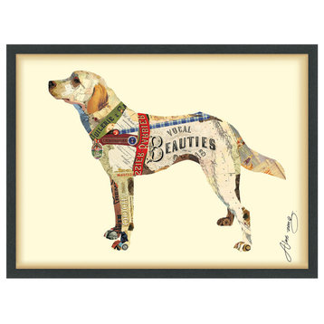 Yellow Lab Dimensional Handmade Collage Wall Art Framed Under Glass