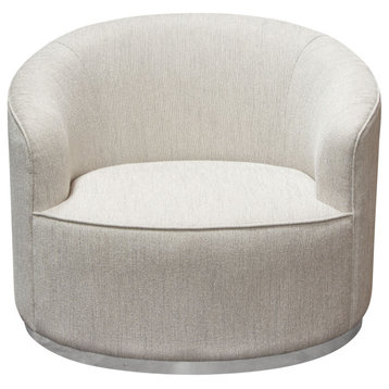 Raven Chair, Light Cream Fabric With Brushed Silver Accent Trim by Diamond Sofa