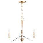 Maxim Lighting - Clarion 3-Light Pendant, Polished Chrome/Satin Brass - Combination of contemporary Polished Chrome and a softer Satin Brass revitalizes a classic form. Glass bobeches complete the look creating an airy and simple chandelier group. Get that casual luxe look with minimalistic, transitional forms.