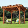 Large Outdoor Pergola, Cedar Wood Construction With Trellis Top, 10ft X 10ft