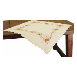 Xia Home Fashions - Classic Pine Cone Embroidered Collection Table Topper, 34"x34" - Tablecloths