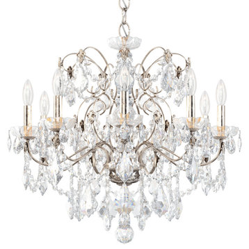 Century 9 Light Chandelier Antique Silver Clear Heritage Crystal