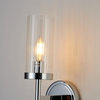 Antique Brass Frame, Clear Glass Cylinder Shade Wall Sconce, Chrome