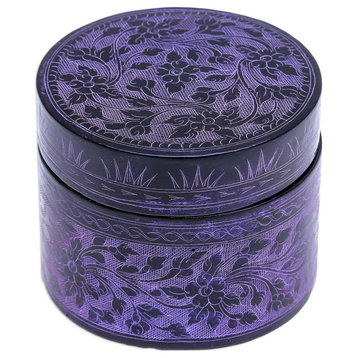 Novica Handmade Nostalgic Memory In Purple Lacquerware Decorative Wood Box