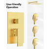 Shower Faucet Set,10" Rain Shower Head With 3-Spray Patterns Handheld Combo Set, Brushed Gold