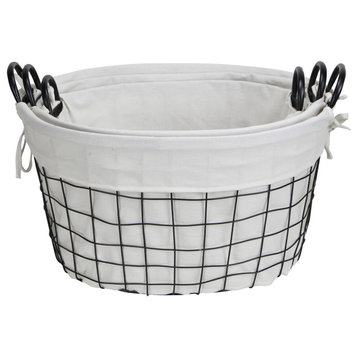 Metal Wire Oval Baskets - Set of 3