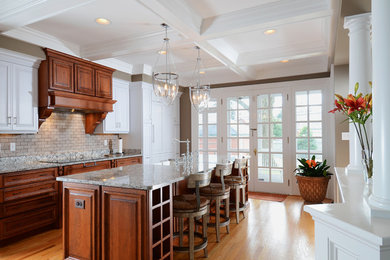 Inspiration for a traditional kitchen in DC Metro with granite benchtops and raised-panel cabinets.