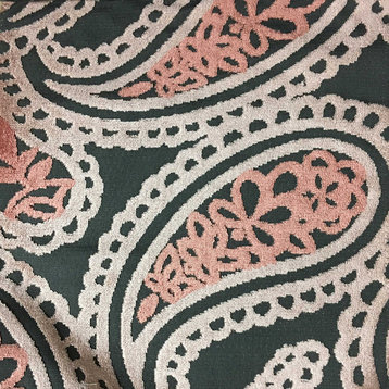 Victoria Bold Paisley Cut Velvet Upholstery Fabric, Blush