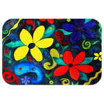 Mary Gifts By The Beach - Retro Floral Bath Mat, 20"x15" - Bath mats from my original art and designs. Super soft plush fabric with a non skid backing. Eco friendly water base dyes that will not fade or alter the texture of the fabric. Washable 100 % polyester and mold resistant. Great for the bath room or anywhere in the home. At 1/2 inch thick our mats are softer and more plush than the typical comfort mats. Your toes will love you.