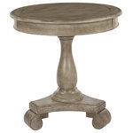 Office Star Products - Avalon Hand Painted Round Accent table, Antique Goldstone - Farmhouse Chic. Make your cozy conversation nook complete with this shabby chic side table. Enjoy the warm, country cottage feel of the hand painted finish, along with a decorative shiplap style plank design on the table top surface. Simply add a vase of your favorite flowers and a calming candle and you have the perfect spot for intimate chats with family and friends. Get the country farmhouse style you crave with the Avalon round accent table.