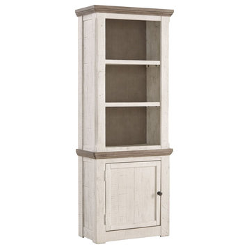 Benzara BM210951 Wood Left Pier Cabinet, 1 Door & 2 Shelves, Antique White/Brown