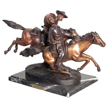 Remington Design, "Wounded Bunkie" Bronze Sculpture With Marble Base
