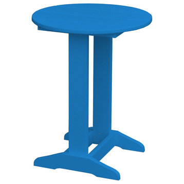 Poly Lumber Balcony Side Table, Blue, Round
