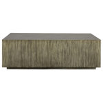 Uttermost - Kareem Coffee Table - Featuring a low profile, this modern coffee table is layered in a warm metallic gray finished veneer with a floating pedestal base.