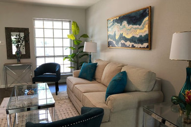 Transitional family room photo in Austin