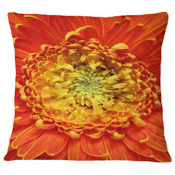 Beautiful Gerbera Flower in Brig Floral Throw Pillow, 18"x18"