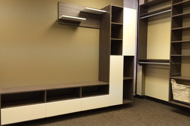 Example of a trendy closet design in Chicago