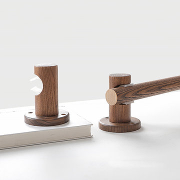 QYT103 Wall Single/Double wooden curtain pole brackets Black walnut
