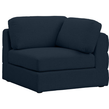 Beckham Linen Textured Fabric Upholstered Corner Chair, Navy