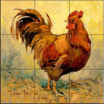 Tile Mural, Rooster Rules I by Barbara Mock
