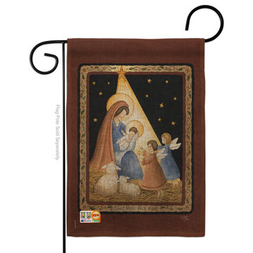The Lord is Born Winter Nativity Garden Flag