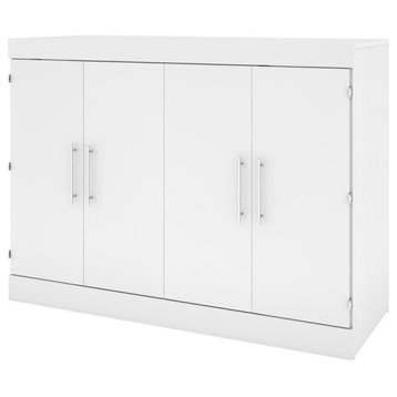 Nebula Full Cabinet Bed with Mattress in White