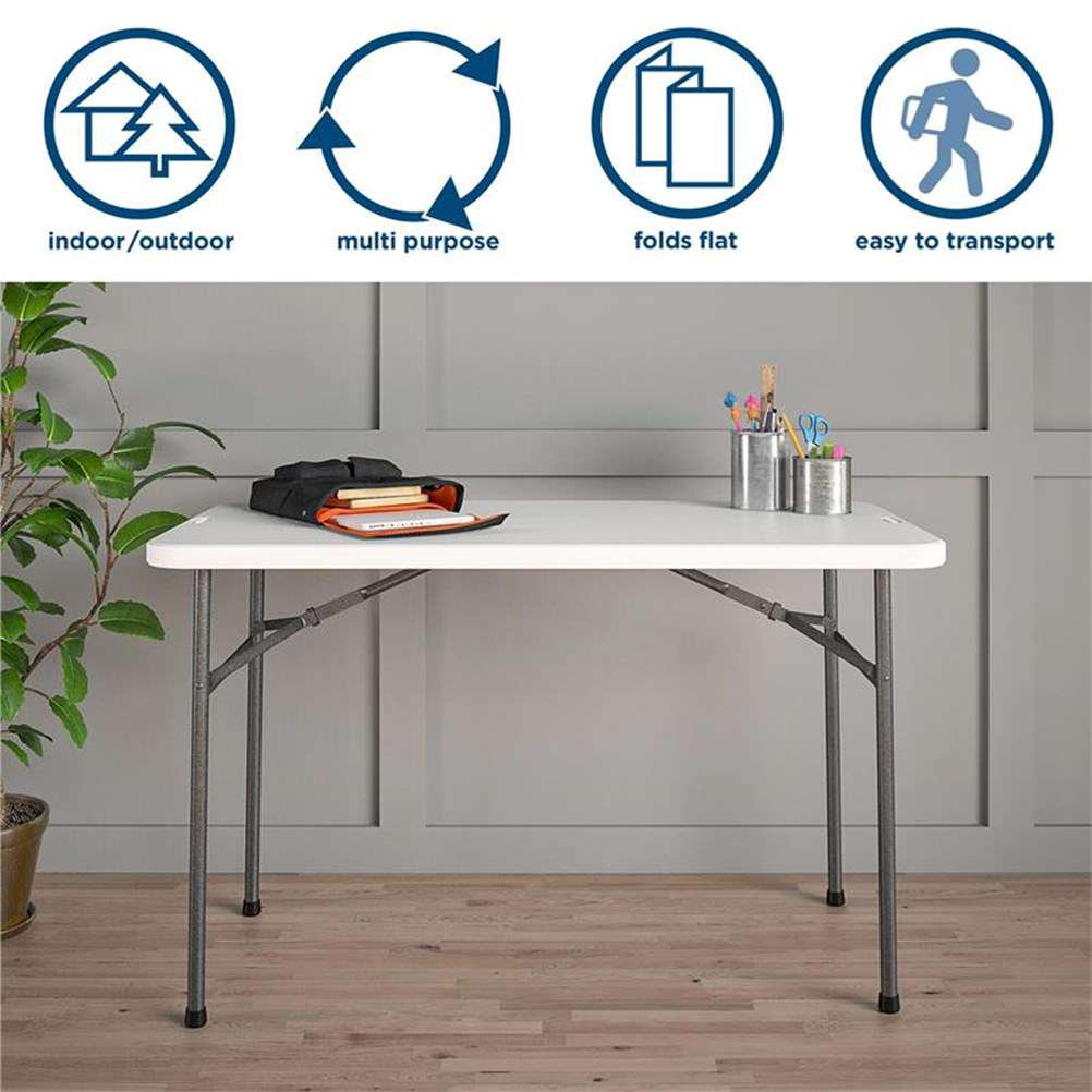 Cosco 4 Ft Straight Folding Utility Table White: Durable, Portable & Versatile Solution for Any Task